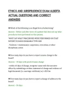 Ethics And Jurisprudence Exam Alberta&NewLine;Actual Questions And Correct&NewLine;Answers