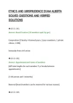 Ethics And Jurisprudence Exam Alberta&NewLine;Solved Questions And Verified&NewLine;Solutions