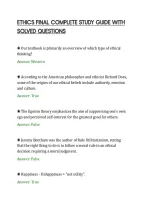 Ethics Final Complete Study Guide With&NewLine;Solved Questions&NewLine;