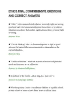 Ethics Final Comprehensive Questions&NewLine;And Correct Answers