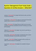 Business Management Exam Study Guide &vert; Questions & Verified Answers &vert; 2026&sol;2027 