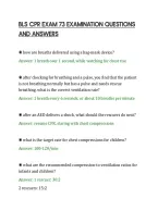 Bls Cpr Exam 73 Examination Questions&NewLine;And Answers