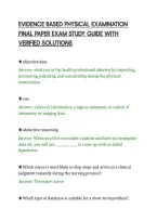 Evidence Based Physical Examination&NewLine;Final Paper Exam Study Guide With&NewLine;Verified Solutions