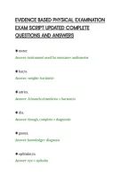 Evidence Based Physical Examination Exam Script Updated Complete Questions And Answers