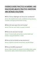 Evidence Based Practice In Nursing And Healthcare Melnyk Practice Questions And Detailed Solutions