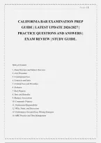 California Bar Examination Prep &NewLine;Guide &vert; Latest Update 2026&sol;2027 &vert; &NewLine;Practice Questions And Answers &vert; &NewLine;Exam Review &vert; Study Guide&period;