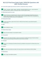 BLD 213 Final Exam Study Guide &vert; UPDATED Questions with&NewLine;100&percnt; Verified Answers