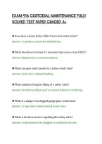 Exam 916 Custodial Maintenance Fully&NewLine;Solved Test Paper Graded A&plus;&NewLine;