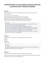 Introduction To The Nursing Process Expected&NewLine;Questions With Verified Answers