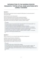 Introduction To The Nursing Process&NewLine;Frequently Tested Actual Exam Questions With&NewLine;Correct Answers
