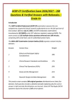 ACRP-CP Certification Exam 2026&sol;2027 &ndash; 200 &NewLine;Questions & Verified Answers with Rationales &ndash; &NewLine;Grade A&plus;