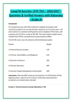 CompTIA Security&plus; &lpar;SY0-701&rpar; &ndash; 2026&sol;2027 &ndash; &NewLine;Questions & Verified Answers with Rationales &ndash; Grade A&plus; 