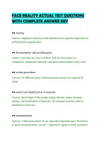 Face Reality Actual Test Questions With Complete Answer Key