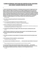 Florida Veterinary Laws Exam 2023 Updated Actual Questions&NewLine;And Correct Answers Verified 2027 Edition