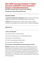 WGU D389 Learning Strategies in Higher Education 2026&sol;2027 &vert; Exam Questions&comma; Answers & Detailed Rationales