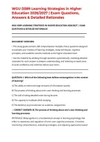 WGU D389 Learning Strategies in Higher Education 2026&sol;2027 &vert; Exam Questions&comma; Answers & Detailed Rationales