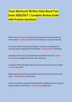 Texas Manicurist Written State Board Test Exam 2026&sol;2027 &vert; Complete Review Guide with Practice Questions &NewLine;  &NewLine; &NewLine;