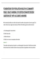 Foundations For Population Health In Community&NewLine;Public Health Nursing 5Th Edition Stanhope Review&NewLine;Question Set With Accurate Answers