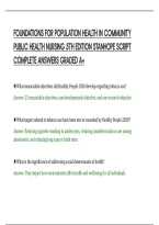 Foundations For Population Health In Community&NewLine;Public Health Nursing 5Th Edition Stanhope Script&NewLine;Complete Answers Graded A&plus;Foundations For Population Health In Community&NewLine;Public Health Nursing 5Th Edition Stanhope Script&NewLine;Complete Answers Graded A&plus;