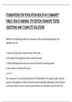 Foundations For Population Health In Community&NewLine;Public Health Nursing 5Th Edition Stanhope Tested&NewLine;Questions And Complete Solutions