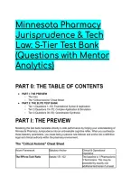 2026&sol;2027 Minnesota Pharmacy Jurisprudence & Tech Law&colon; S-Tier Test Bank &lpar;Questions with Mentor Analytics&rpar;