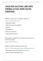 Galen Nur 265 Exam 1 Med Surg&NewLine;Nursing Actual Paper Solved&NewLine;Questions