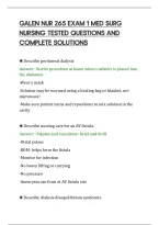 Galen Nur 265 Exam 1 Med Surg&NewLine;Nursing Tested Questions And&NewLine;Complete Solutions