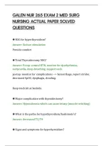 Galen Nur 265 Exam 2 Med Surg&NewLine;Nursing Actual Paper Solved&NewLine;Questions