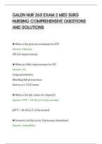Galen Nur 265 Exam 2 Med Surg&NewLine;Nursing Comprehensive Questions&NewLine;And Solutions