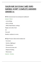 Galen Nur 265 Exam 2 Med Surg&NewLine;Nursing Script Complete Answers&NewLine;Graded A&plus;