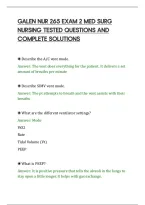 Galen Nur 265 Exam 2 Med Surg&NewLine;Nursing Tested Questions And&NewLine;Complete Solutions