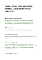 Galen Nur 265 Exam 3 Med Surg&NewLine;Nursing Actual Paper Solved&NewLine;Questions