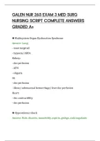 Galen Nur 265 Exam 3 Med Surg&NewLine;Nursing Script Complete Answers&NewLine;Graded A&plus;