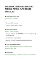 Galen Nur 265 Exam 4 Med Surg&NewLine;Nursing Actual Paper Solved&NewLine;Questions