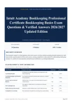 Intuit Academy Bookkeeping Professional Certificate Bookkeeping Basics Exam Questions & Verified Answers 2026&sol;2027 Updated Edition
