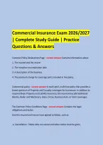 Commercial Insurance Exam 2026&sol;2027 &NewLine;&vert; Complete Study Guide &vert; Practice Questions & Answers &NewLine;