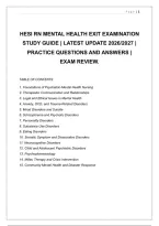 Hesi Rn Mental Health Exit Examination &NewLine;Study Guide &vert; Latest Update 2026&sol;2027 &vert; &NewLine;Practice Questions And Answers &vert; &NewLine;Exam Review&period;