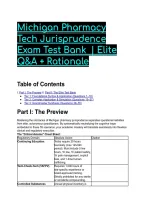 Michigan Pharmacy Tech Jurisprudence Exam Test Bank &lpar;2026&sol;2027&rpar; &vert; Elite Q&A &plus; Rationale
