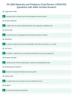 PN 3003 Maternity and Pediatrics Final Review &vert; UPDATED&NewLine;Questions with 100&percnt; Verified Answers