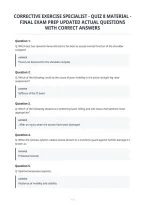Corrective Exercise Specialist - Quiz 8 Material -&NewLine;Final Exam Prep Updated Actual Questions&NewLine;With Correct Answers