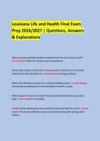 Louisiana Life and Health Final Exam &NewLine;Prep 2026&sol;2027 &vert; Questions&comma; Answers & Explanations &NewLine;