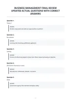 Business Management Final Review&NewLine;Updated Actual Questions With Correct&NewLine;Answers