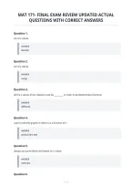 Mat 171- Final Exam Review Updated Actual&NewLine;Questions With Correct Answers