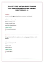 Acsm Cpt Prep &vert;Actual Questions And Verified Answers&vert;Brand New 2026-2027 Update&vert;Graded A&plus;