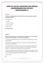 Acsm Cpt &vert;Actual Questions And Verified Answers&vert;Brand New 2026-2027 Update&vert;Graded A&plus;