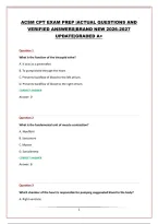 Acsm Cpt Exam Prep &vert;Actual Questions And Verified Answers&vert;Brand New 2026-2027 Update&vert;Graded A&plus;