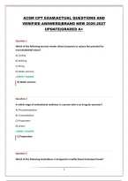 Acsm Cpt Exam&vert;Actual Questions And Verified Answers&vert;Brand New 2026-2027 Update&vert;Graded A&plus;