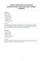 Digital Marketing Exam Review&NewLine;Updated Actual Questions With Correct&NewLine;Answers&NewLine;