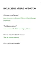 Mental Health Exam 1 Actual Paper Solved Questions&period;