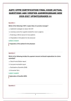Aapc Cppm Certification Final Exam &vert;Actual Questions And Verified Answers&vert;Brand New 2026-2027 Update&vert;Graded A&plus;